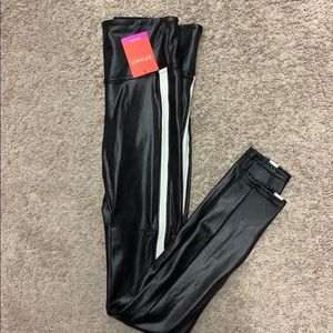 Faux Leather Side Stripe Leggings